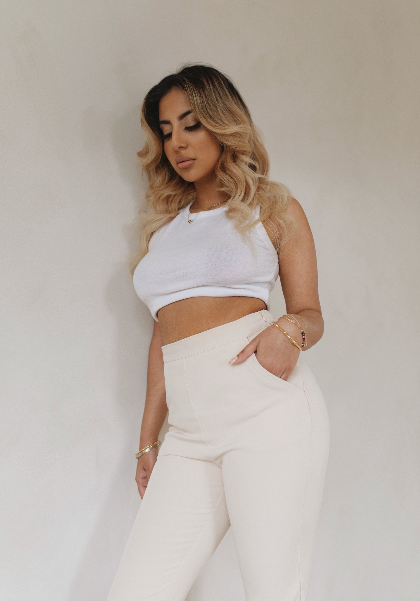 The Ultra Slim-Fit Rani Pearl Trousers - Nude