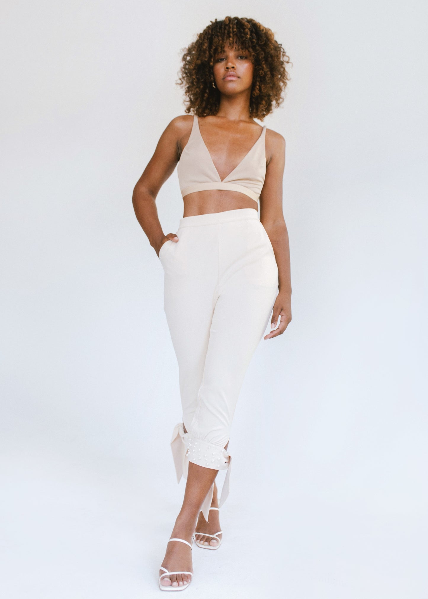 The Ultra Slim-Fit Rani Pearl Trousers - Nude