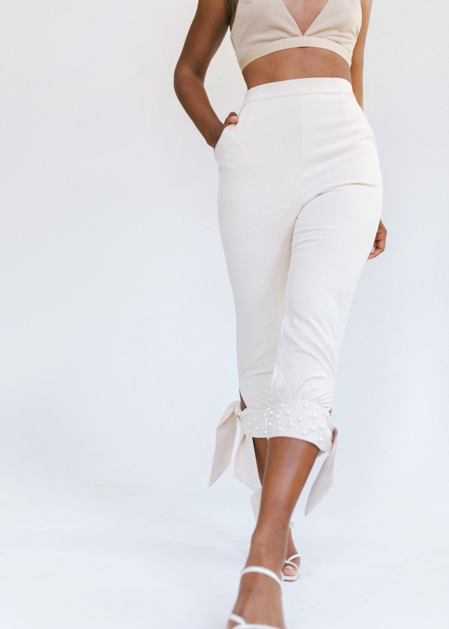 The Ultra Slim-Fit Rani Pearl Trousers - Nude